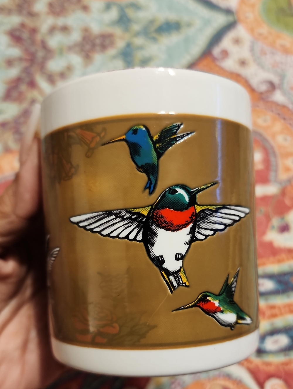 Vintage LINYI Wondermugs - Silver Phoenix Hummingbird Mug